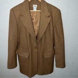 Neiman Marcus Wool Cashmere Blend Vintage Camel Colored Blazer Jacket Size 10.